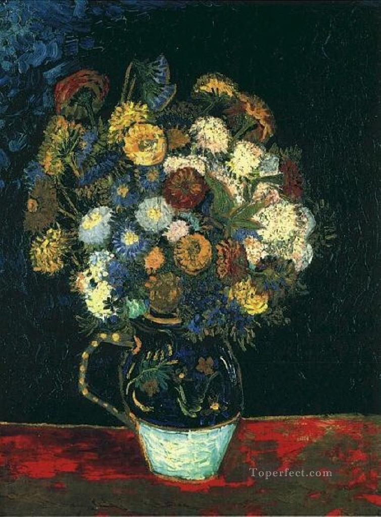 Still Life Vase with Zinnias Vincent van Gogh Oil Paintings
